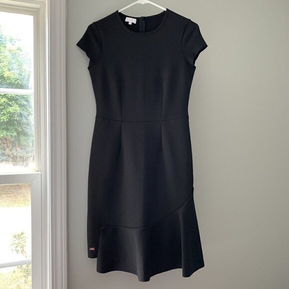 Escada Sport Women's Black Cap Sleeve Ruffle Bottom Dress Size 34 - Picture 1 of 10